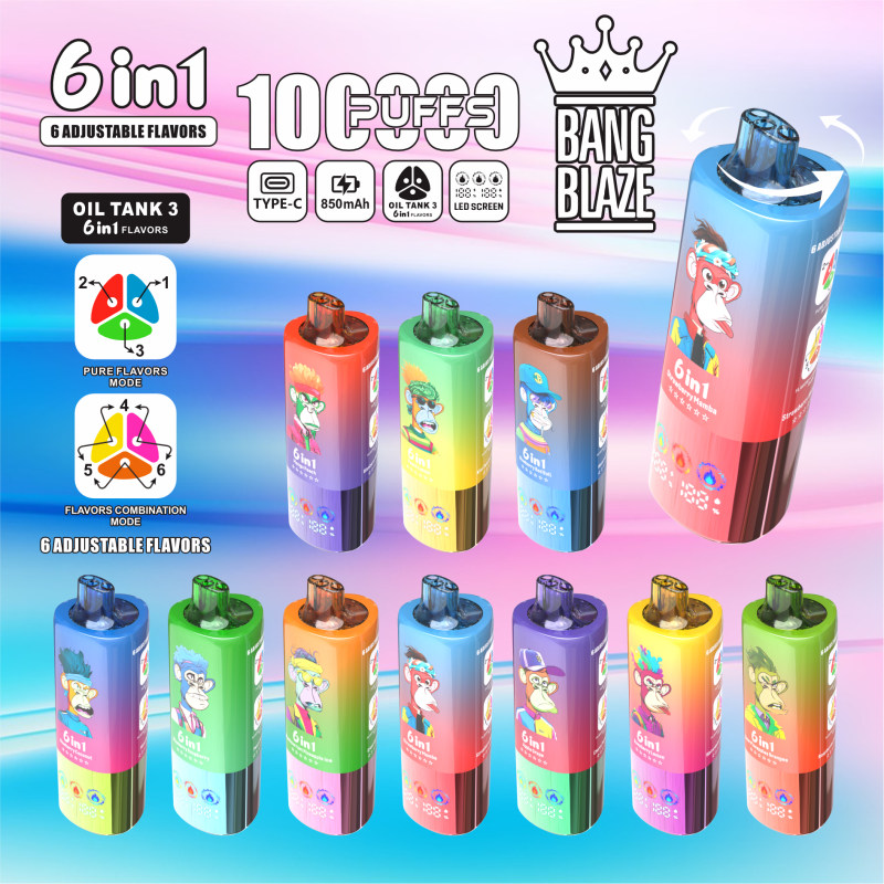 Bang Blaze 100000 100k Puffs 6 in 1 Flavors Latest Original Rechargeable LED Display Disposable Vaporizer