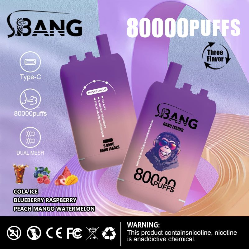 Bang leader 80000 Puffs Vape | 78ML E-liquid, 850mAh Battery, Triple Flavor Blend, Dual Coil, Type-C Recharge
